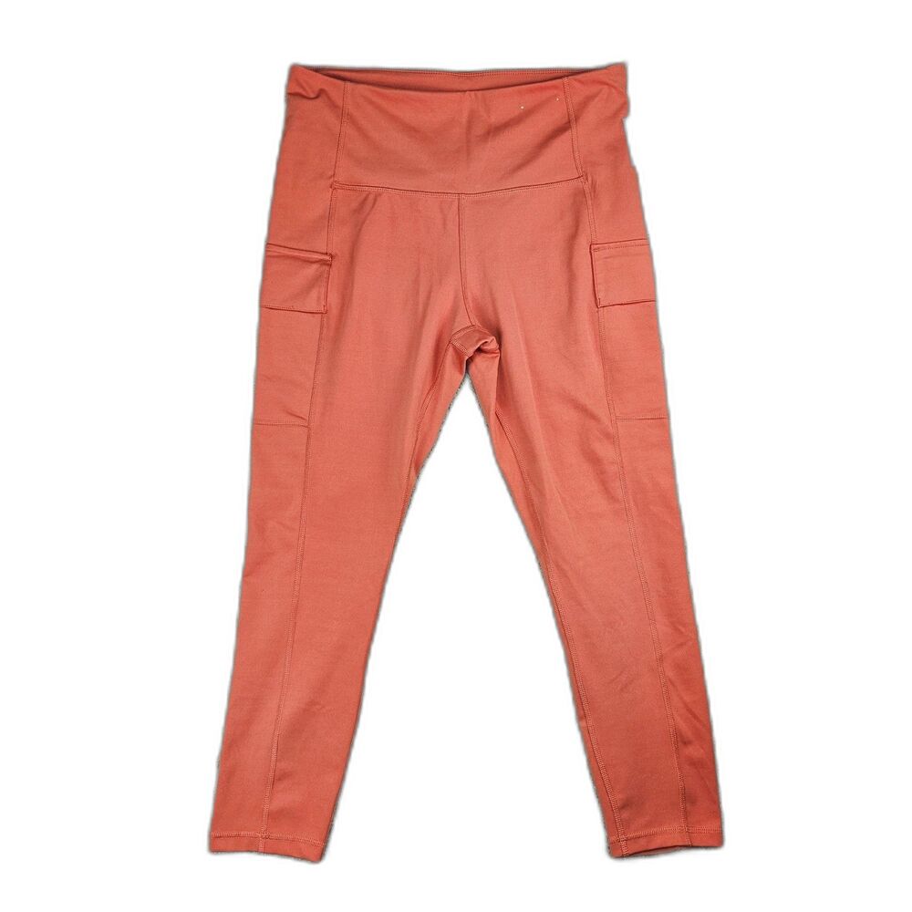 Xersion Coral Orange 7/8 Leggings Women's Large High Rise Pocket Activewear